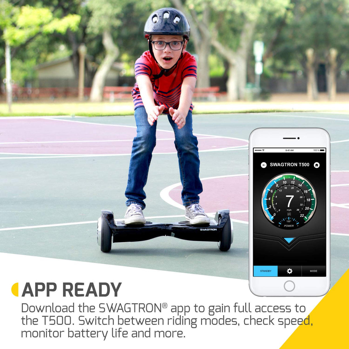 SWAGTRON T500 App-Enabled Bluetooth Hoverboard UL2272 Safety
